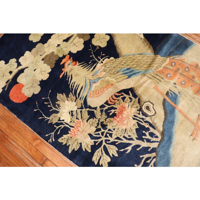 Tibetan Antique Rooster Pictorial Rug - 3'9" x 6' For Sale - Image 4 of 9