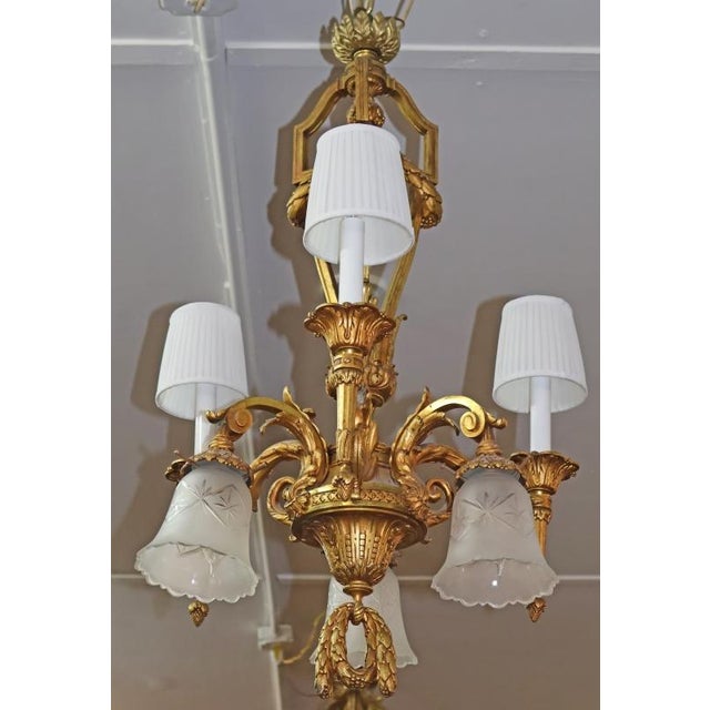 1950s Louis XV French Style Gilt Bronze 6 Light Chandelier For Sale - Image 10 of 15