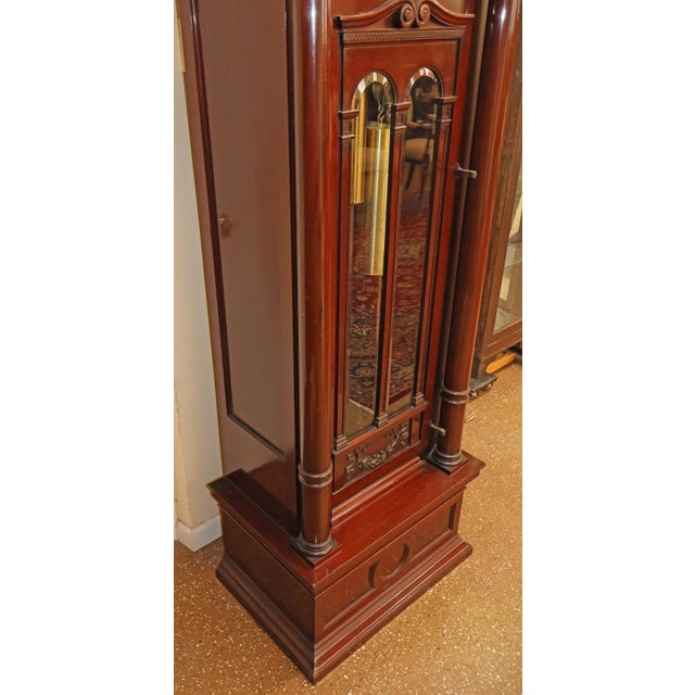 Antique Late 19th Century Victorian Mahogany 9 Tube Tall Case Grandfather Clock For Sale - Image 9 of 17