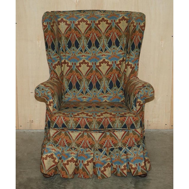 Stunning vintage circa 1930's English Wingback armchair with removable Liberty's London Ianthe fabric cover. A very good...