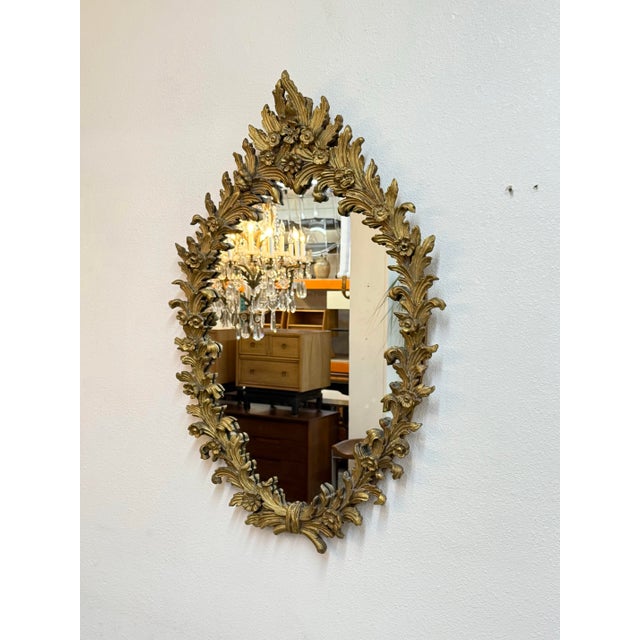 Glass Vintage Gold Mirror For Sale - Image 7 of 8