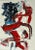Red, White and Blue, Abstract Oil Painting, 5"x7", by Van Ness 2" gallery wrapped canvas, original oil painting, no frame...