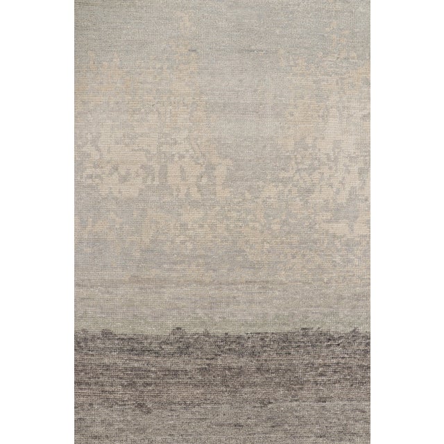 Abstract Rug & Kilim’s Modern Distressed Abstract Rug in Beige, Gray and Blue Tones For Sale - Image 3 of 8