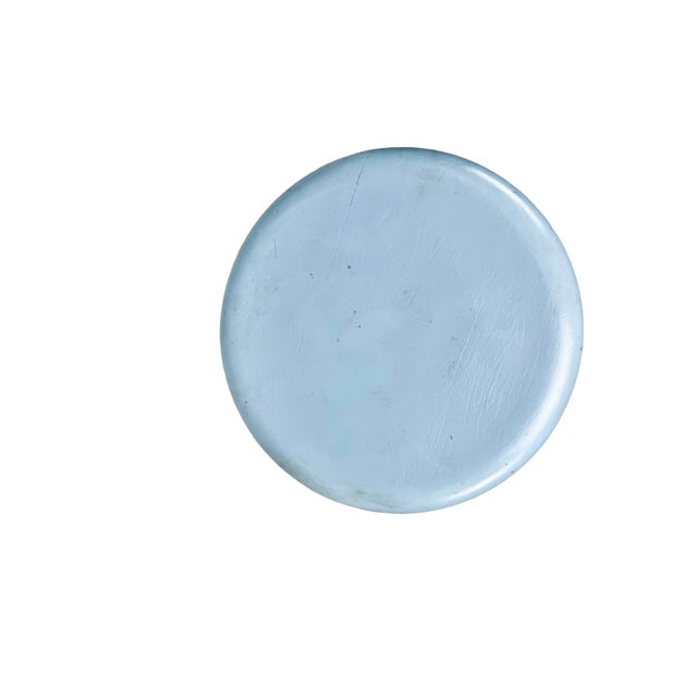 Wood Victorian Adjustable Piano Stool in Powder Blue Paint, Claw & Glass Ball Feet For Sale - Image 7 of 17