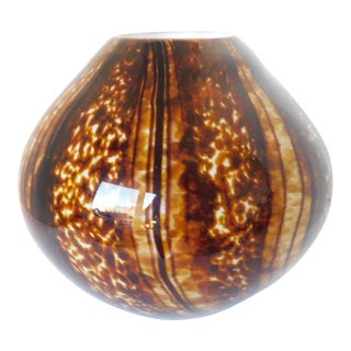 Italian Murano Glass Tortoise Heavy Bulb-Shaped Vase For Sale