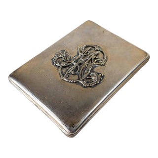 20th Century French 1st Standard 950 Sterling Silver Vanity Set Cover With Monogram For Sale
