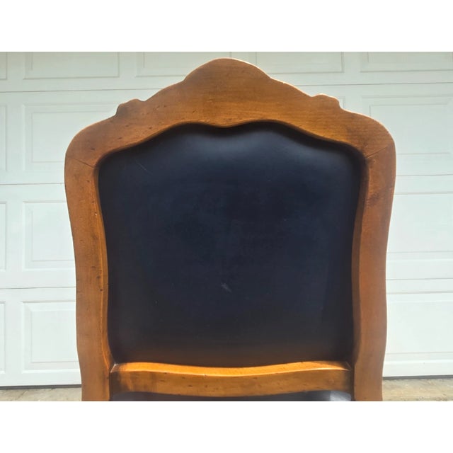 Chateau d'Ax French Bergere Fauteuil Blue Leather Arm Chair For Sale - Image 14 of 18
