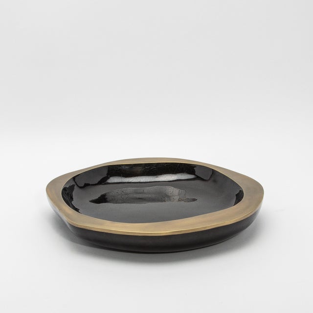 Modern Bowl in Black Shell With Bronze Patina Brass Details by R&y Augousti For Sale - Image 3 of 7
