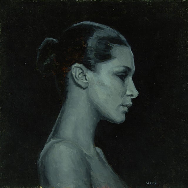 Graceful Contour by Mark Bradley Schwartz | Oil on Linen Mounted on Board Profile of a woman. For Sale