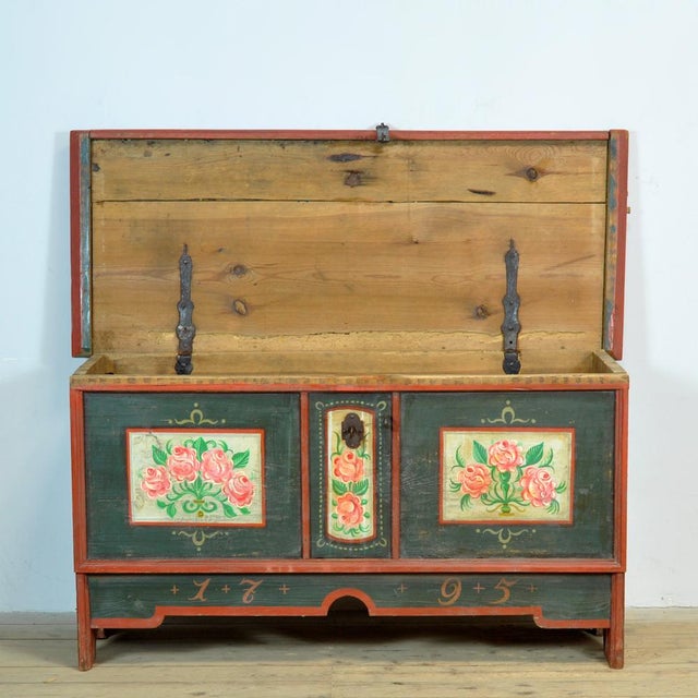 Wood Folk Art Bridal Chest, 1795 For Sale - Image 7 of 16