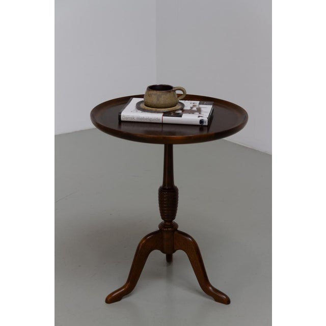 Round Danish Side Table in Oak and Walnut by Anton Kildeberg, 1960s For Sale - Image 16 of 17