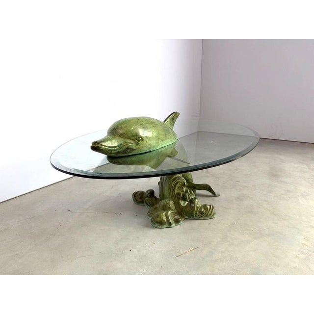 Vintage Brass Dolphin Coffee Table, France, 1970s For Sale - Image 11 of 15