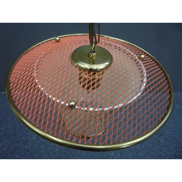 Mid-Century Metal and Brass Pendant Lamp, 1950s For Sale - Image 4 of 11