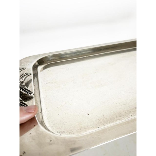 Gold Metal Plate with Palm Tree Decoration, France, 1970 For Sale - Image 8 of 10