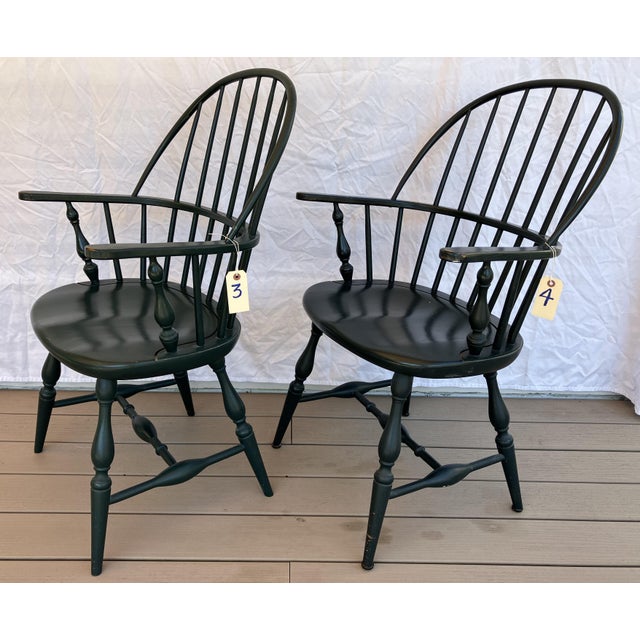 1980s Cohasset Colonials Set of 2 Windsor Chairs With Arms Chairish
