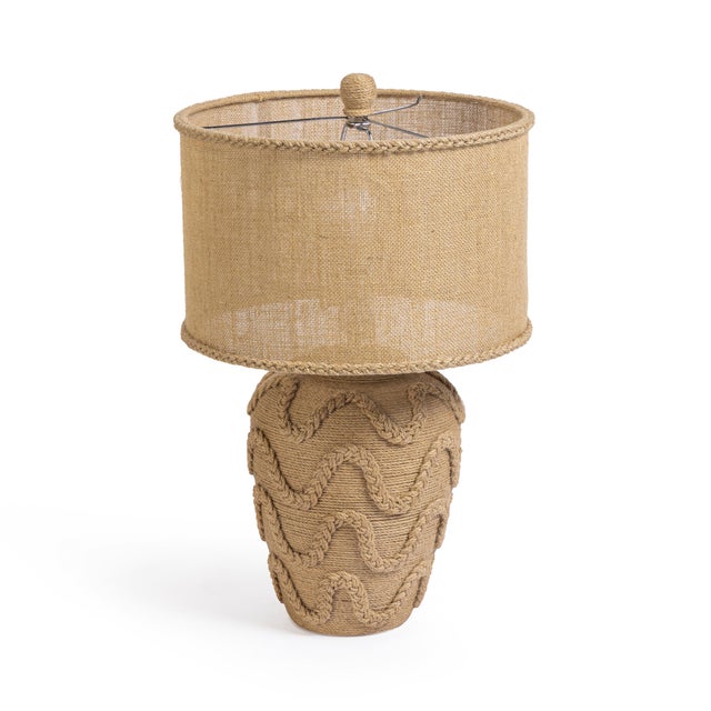 Boho Chic Baha Natural Bamboo Jute Table Lamp For Sale - Image 3 of 7
