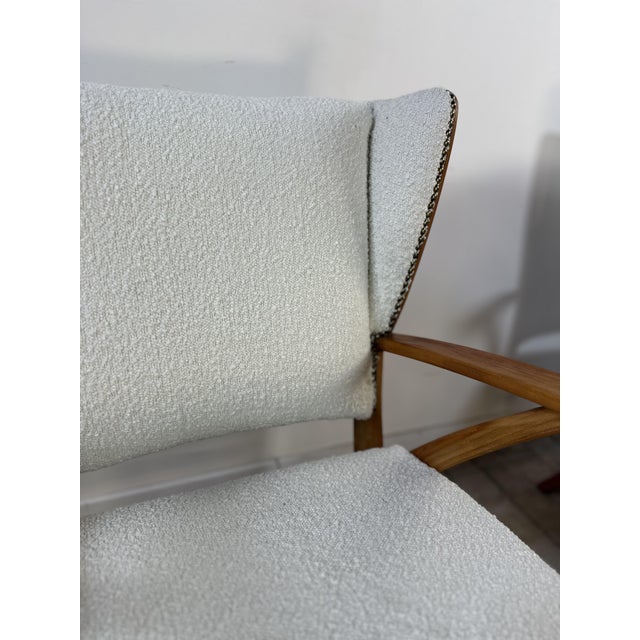 Cream Armchairs in Wood and Bouclé Fabric, 1950s, Set of 2 For Sale - Image 8 of 15