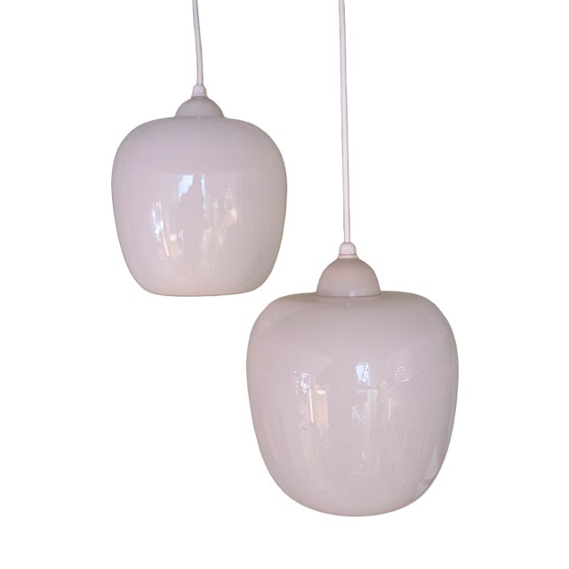 Mid-Century Opal Glass Lamps, 1950s For Sale