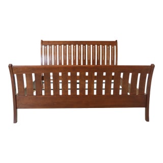 Stickley King Size Cherry Arts & Crafts Sleigh Bed For Sale