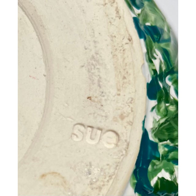 Sue Mattox Signed Art Pottery Vase Koi Fish Rim Sculptural Coastal Vessel For Sale - Image 4 of 13