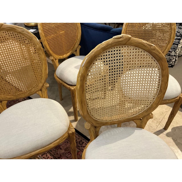 French Country 1950s Set of 4 Faux Bois Chairs For Sale - Image 3 of 7