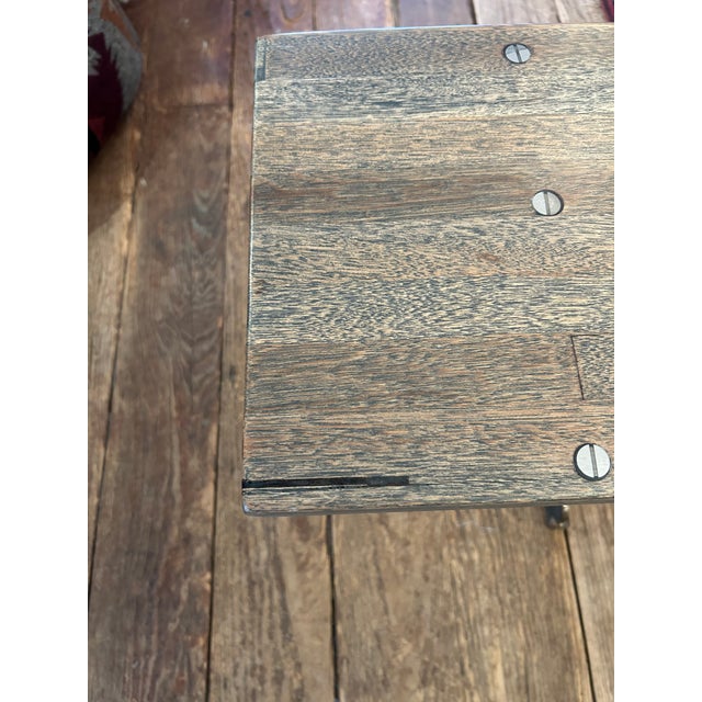 Custom Industrial Flooring Dining Table With Modern Wishbone Steel Legs For Sale - Image 14 of 16