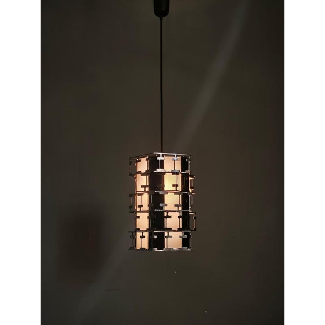 Mid-Century Czech Geometric Chrome Pendant Light, 1960s For Sale - Image 3 of 12