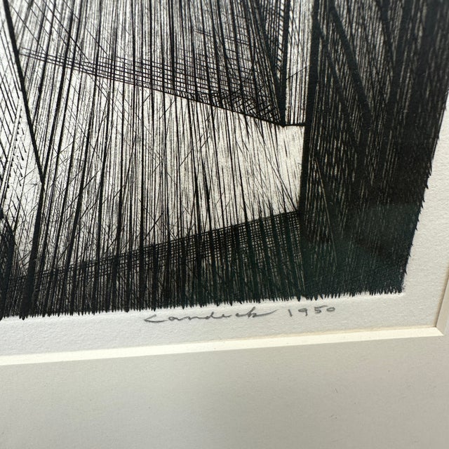 Brutalist Armin Landeck “Stairhall” k.104 Artist Proof 6/10 Signed 1950 Drypoint Engraving For Sale - Image 3 of 10