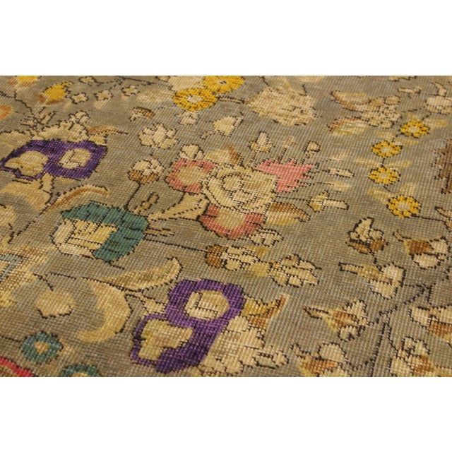 Textile 1980s Shabby Chic Vintage Distressed Gray/Brown Wool Rug - 9'9 X 12'10 For Sale - Image 7 of 8