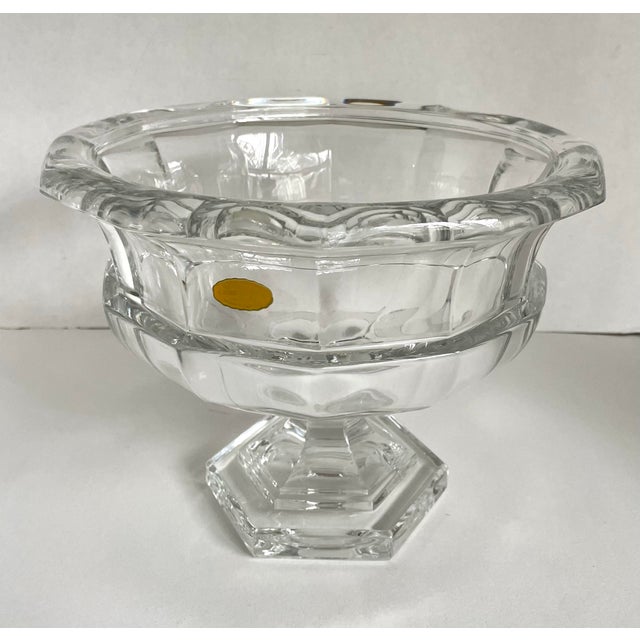 Glass 1950's Art Deco Crystal Pedestal Centerpiece Bowl For Sale - Image 7 of 12