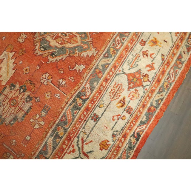 Pumpkin Orange Antique Square Large Oushak Rug - 12'5" x 14' For Sale - Image 9 of 14