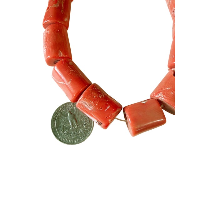 Vintage Chunky Natural Nepalese Angel Skin Coral Strand 38 Beads For Sale - Image 9 of 11
