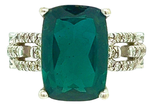 Natural Tourmaline Diamond Ring 6 14k W Gold 5 TCW Certified
