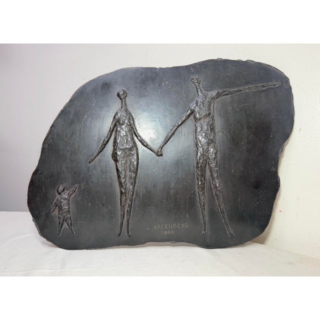 Vintage Signed Joseph J. Greenberg Resin Figural Man Lady Family Wall Sculpture For Sale In New York - Image 6 of 14