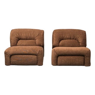 2-Seater Modular Sofa in Brown Fabric, 1970s, Set of 2 For Sale