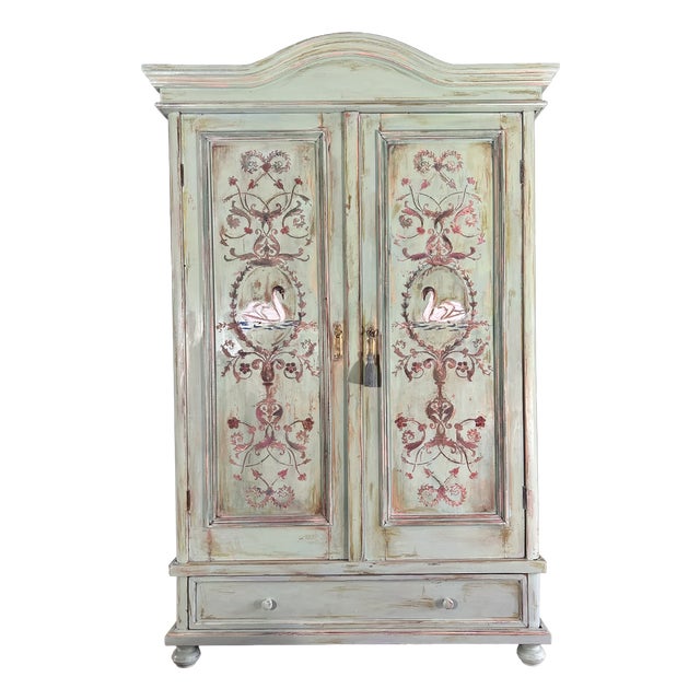 Antique Painted Wardrobe with Versailles Style Panels, 1890s For Sale
