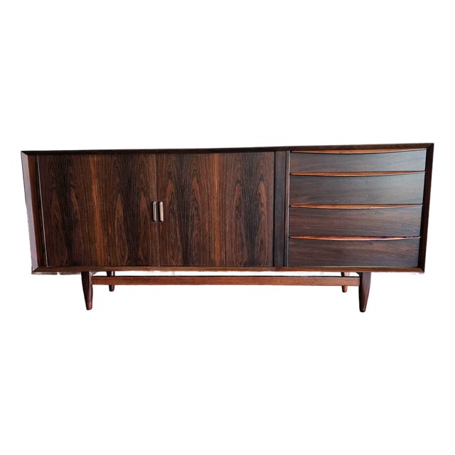 Falster Rosewood Sideboard Credenza Tambour MCM Vintage For Sale