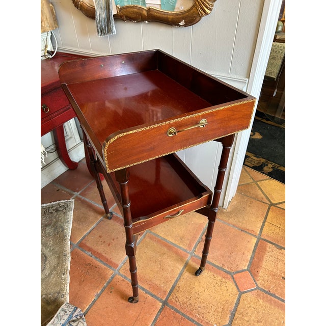 Early 20th Century Ferguson Bros. Tiered Patial Gilt Mahogany Folding Rafraichissoir Butler Tray Trolley For Sale - Image 16 of 16