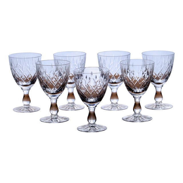 Antique Karolina Series Wine Glasses in Crystal from Orrefors, 1950s, Set of 8 For Sale