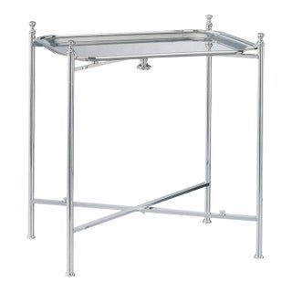 1990s New Silver Collapsible All Metal Plain Stand & Tray For Sale