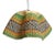 Green Orange & Navy Bolga Wave Basket Pendant Light For Sale
