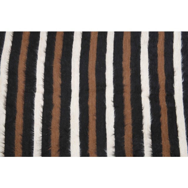 Vintage Turkish Oushak Handmade Wool Cotton Brown Kilim Area Rug For Sale - Image 6 of 11