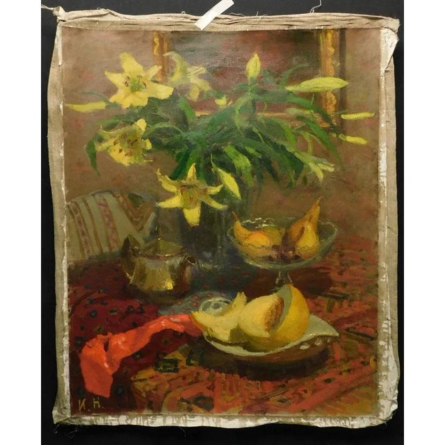 Impressionist 2004 "Lillies" Igor Nevsky Still Life Original Oil Painting on Canvas For Sale - Image 3 of 5