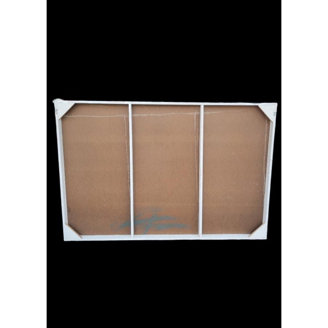 An incredible monumental sized hand painted draped canvas distressed American flag canvas wall art. This is a wonderful...