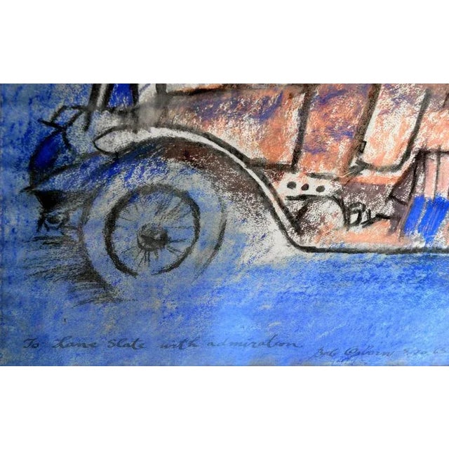 Abstract 1960s "Dilbert in a Touring Car" Abstract Figurative Crayon Drawing For Sale - Image 3 of 4