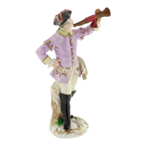 Antique 18th Century Meissen Porcelain Figurine of a Gallant - Trumpeter No. 12