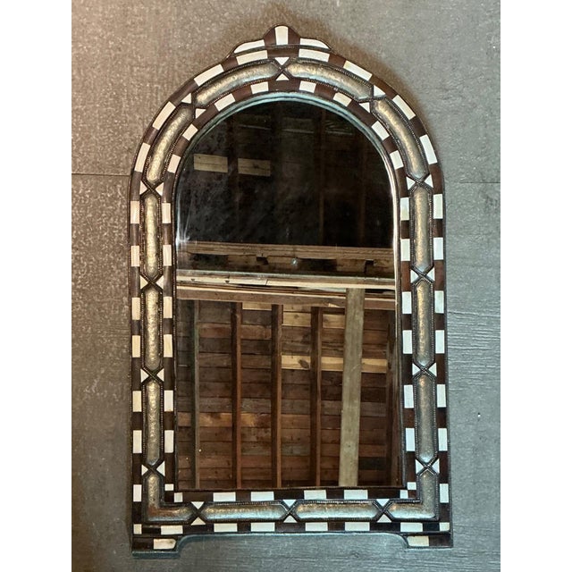 Vintage Bone Inlay Arched Wall Mirror For Sale - Image 11 of 14