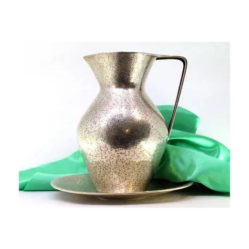 Silver Silver Water Jug and Plate with Engravings For Sale - Image 8 of 9