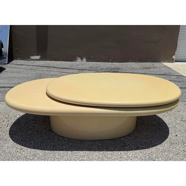Postmodern 1980s Postmodern Lacquer Goatskin Extendable Swivel Top Coffee Table For Sale - Image 3 of 11