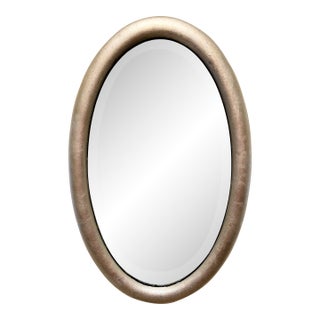 Antique Beveled Silver Leaf Oval Mirror For Sale